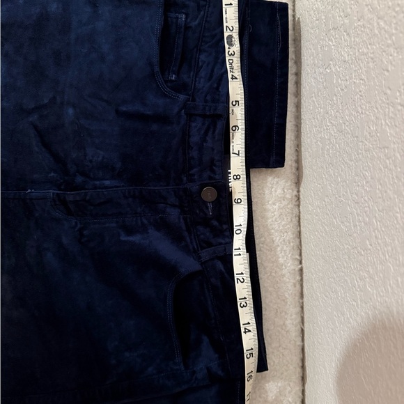 PAIGE Cindy Navy Blue Twisted seams and slit straight leg Velvet pants - Picture 5 of 9